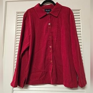 Denim&Co. - Red Long-Sleeve Button Shirt